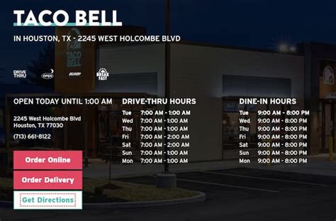 Order Online Order Delivery. . Taco bells hours